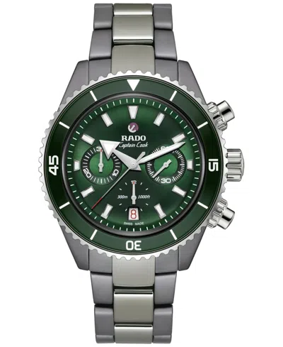 RADO MEN'S SWISS AUTOMATIC CHRONOGRAPH SILVER-TONE HIGH-TECH CERAMIC & TITANIUM BRACELET WATCH 43MM