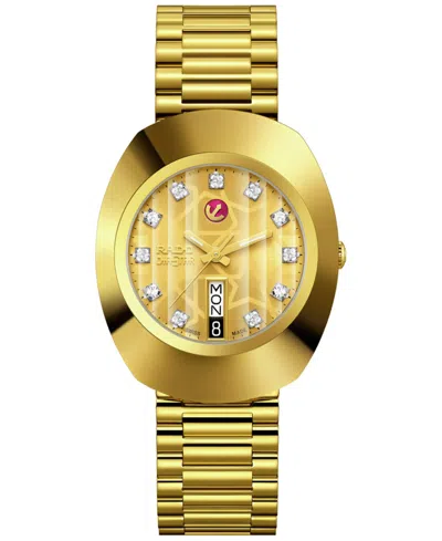 RADO MEN'S SWISS AUTOMATIC ORIGINAL GOLD-TONE STAINLESS STEEL BRACELET WATCH 35MM