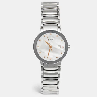 Pre-owned Rado Mother Of Pearl Diamond Stainless Steel Centrix 111.0928.3 Women's Wristwatch 28 Mm