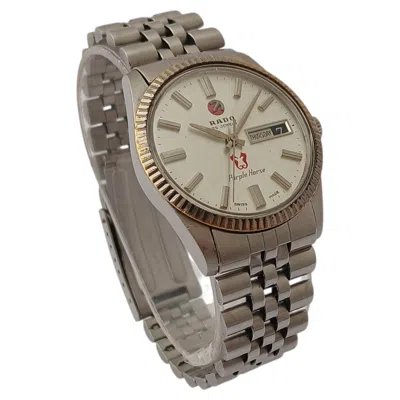 Pre-owned Rado Purple Horse Automatic Day Date Silver Dial Mens Watch