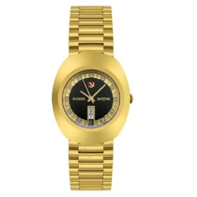 Rado The Original Automatic Diamond Black Dial Men's Watch R12413583 In Black / Gold / Gold Tone / Yellow