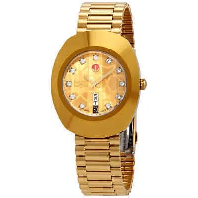 Pre-owned Rado The Original Automatic Gold Dial Yellow Gold Pvd Men's Watch R12413503