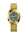 Rado Men's Swiss Automatic Original Gold-tone Stainless Steel Bracelet Watch 35mm In Blue/gold