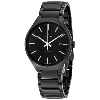 Rado True Automatic Black Dial Black Ceramic Men's Watch R27056152 In Black / Rhodium