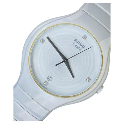 Pre-owned Rado True Jubilé Ref. R27696712 White Ceramic & Diamond Watch W Date, Box Papers