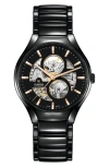 Rado True Round Automatic Open Heart Bracelet Watch, 40mm In Black