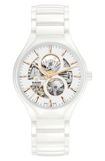 Rado True Round Automatic Open Heart Bracelet Watch, 40mm In White