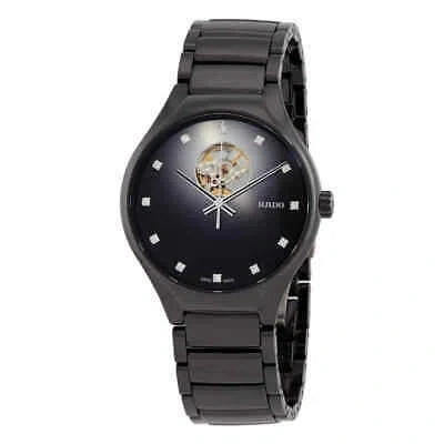 Pre-owned Rado True Round Secret Diamonds Automatic Black Dial Unisex Watch R27107732