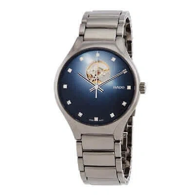 Pre-owned Rado True Round Secret Diamonds Automatic Blue Dial Unisex Watch R27108732