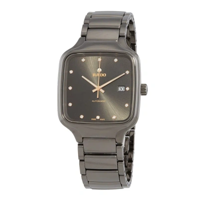 Rado True Square Automatic Diamond Grey Dial Unisex Watch R27077702 In Black