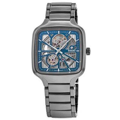 Rado True Square Automatic Open Heart Blue Dial Ceramic Unisex Watch R27083202 In Pink