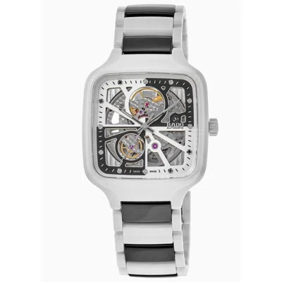 Rado True Square Automatic Open Heart Diamonds Limited Edition Rhodium & Black Dial Two-tone Ceramic Unis In Gray