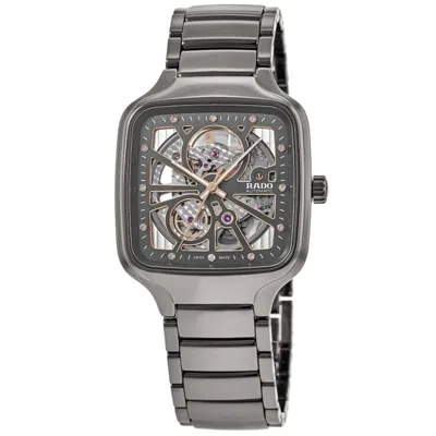 Rado True Square Automatic Open Heart Grey Diamond Dial Ceramic Unisex Watch R27083712 In Gray