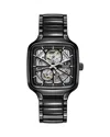 Rado True Square Automatic Open Heart Ceramic Bracelet Watch, 38mm In Black