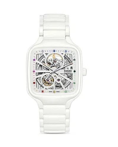 Rado True Square Automatic Open Heart Watch, 38mm X 44mm In White