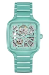 Rado True Square Diamond Automatic Open Heart Bracelet Watch, 38mm In Blue