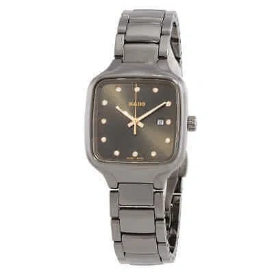 Pre-owned Rado True Square Quartz Diamond Grey Dial Ladies Watch R27079702