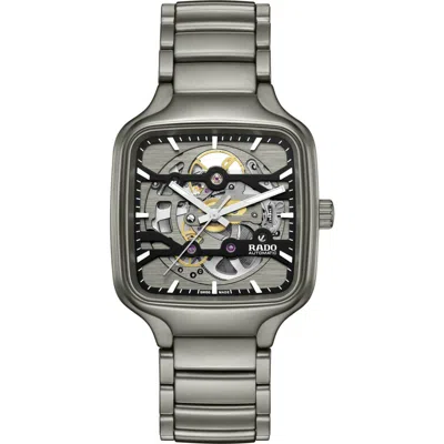 Rado True Square Skeleton Automatic Ceramic Bracelet Watch, 38mm