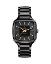 Rado Unisex Swiss Automatic True Square Black High-tech Ceramic Bracelet Watch 38mm In Black