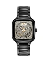Rado True Square Watch, 38mm X 44mm In Silver/black