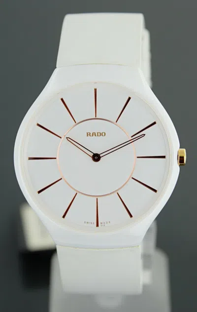 Pre-owned Rado True Thinline R27957109 White Dial Rubber Strap Ladies Watch
