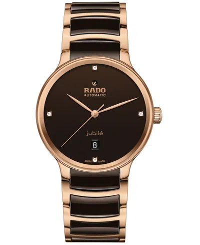 rado-unisex-swiss-centrix-diamond-1-10-ct-t-w-brown-ceramic-rose