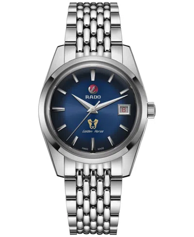 Rado Unisex Swiss Automatic Golden Horse 1957 Limited Edition Stainless Steel Bracelet Watch 37mm In Blue