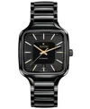 Rado Unisex Swiss Automatic True Square Black High-tech Ceramic Bracelet Watch 38mm In Black