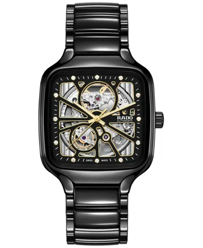 Rado Unisex Swiss Automatic True Square Open Heart Diamond (1/10 Ct. T.w.) Black Ceramic Bracelet Watch 3