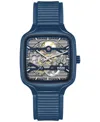 Rado Unisex Swiss Automatic True Square Open Heart Navy Blue Rubber Strap Watch 38mm In No Color