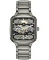 Rado Unisex Swiss Automatic True Square Skeleton Gray Ceramic Bracelet Watch 38mm