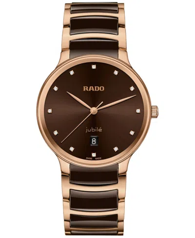 Rado Unisex Swiss Automatic Centrix Diamond (1/10 Ct. T.w.) Brown High-tech Ceramic & Rose Gold Pvd Brace