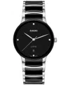 Rado Unisex Swiss Automatic Centrix Diamond (1/20 Ct. T.w.) Black High-tech Ceramic & Stainless Steel Bra In Black