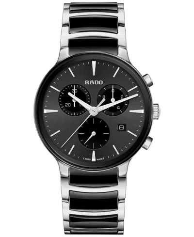 Rado Unisex Swiss Chronograph Centrix Black Ceramic & Stainless Steel Bracelet Watch 41mm