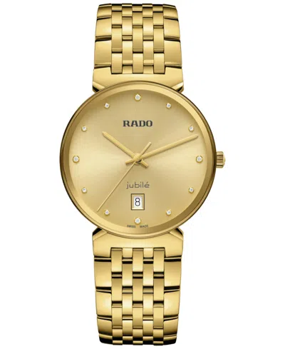 Rado Women's Swiss Florence Diamond (1/20 Ct. T.w.) Gold Pvd Stainless Steel Bracelet Watch 38mm In No Color