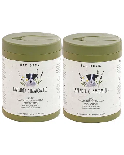 Rae Dunn Calming Formula Lavender Chamomile Cannister Pet Wipes 2-pack In Green