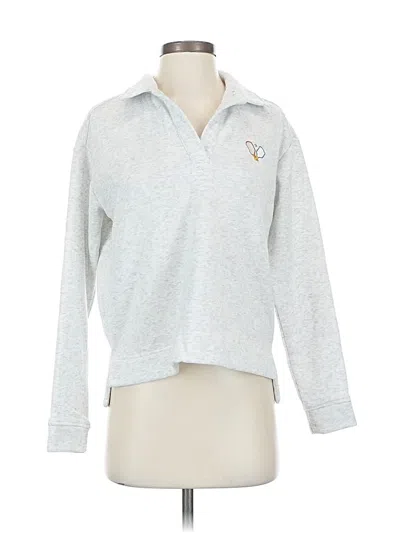 Pre-owned Rae Dunn Long Sleeve Polo Shirt In Silver