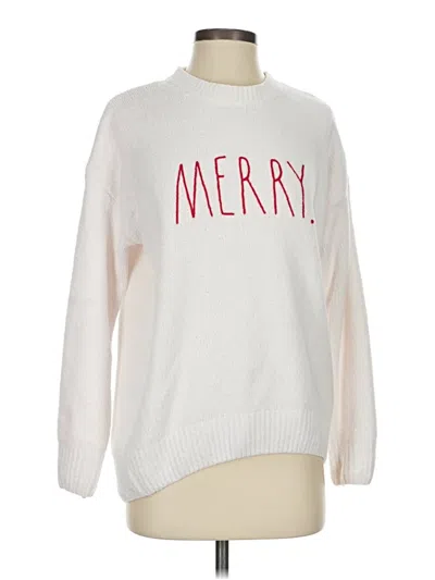 Pre-owned Rae Dunn Pullover Sweater In White