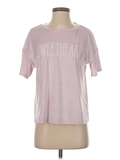Pre-owned Rae Dunn Short Sleeve Top Pink Crew Neck Tops