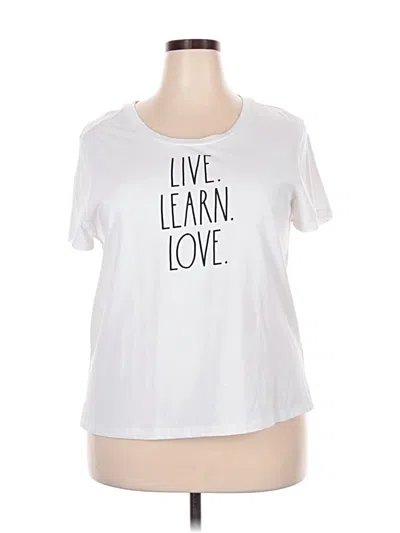 Pre-owned Rae Dunn Short Sleeve T-shirt In White