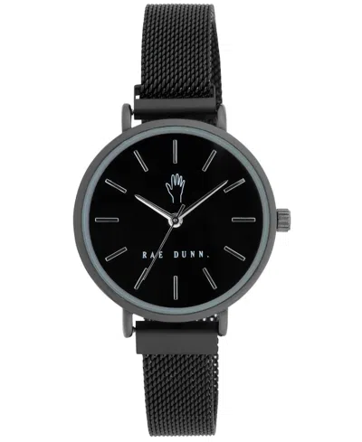 Rae Dunn Women's Robin Black Alloy Mesh Bracelet Watch 33mm In Gun Metal