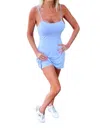 Rae Mode Adjustable Shoulder Strap Romper In Pastel Blue