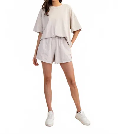 Rae Mode Amber Mineral Washed Side Slit Short Set In Beige