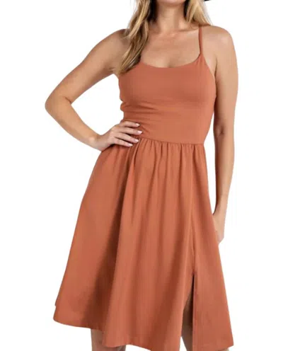 Rae Mode Athleisure Slit Dress In Almond In Brown