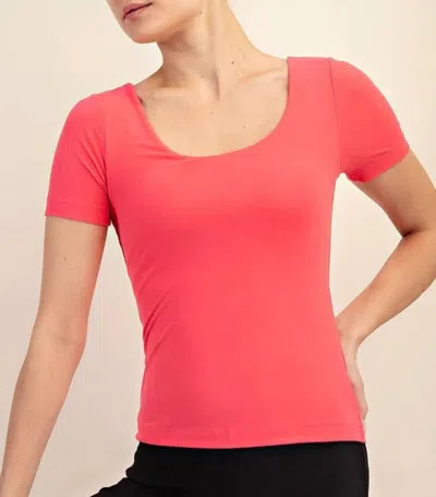 Rae Mode Butter Short Sleeve Top In Flamingo Pink In Red