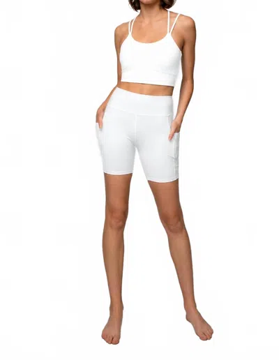 Rae Mode Butter Soft Nylon Biker Shorts In Bone In White