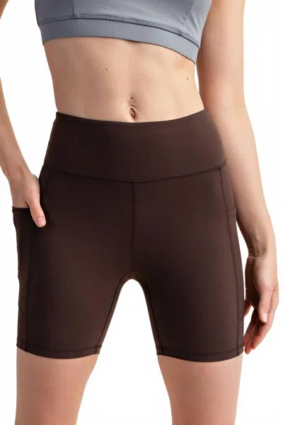 Rae Mode Butter Soft Nylon Biker Shorts In Espresso In Brown
