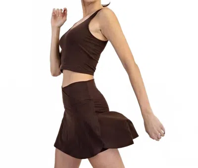Rae Mode Butter V-defined High-waisted Tennis Skorts In Espresso In Brown