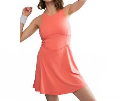 Rae Mode Buttersoft Active Dress With Built-in Shorts In Coral Rose In Orange