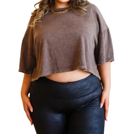 Rae Mode Can't Handle It Cropped T-shirt In Brown In Grey